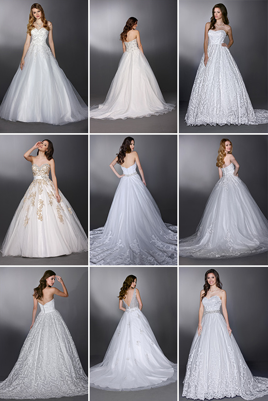 Nine stunning bridal gowns, diverse styles