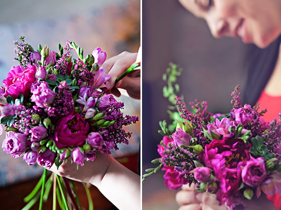 purple bouquet assembly