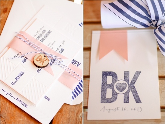 pink and navy wedding stationery