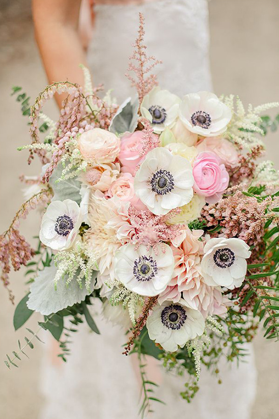 pastel cream and pink wedding bouquet