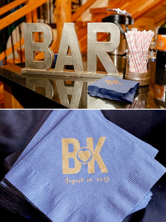 bar sign and cusotm napkins