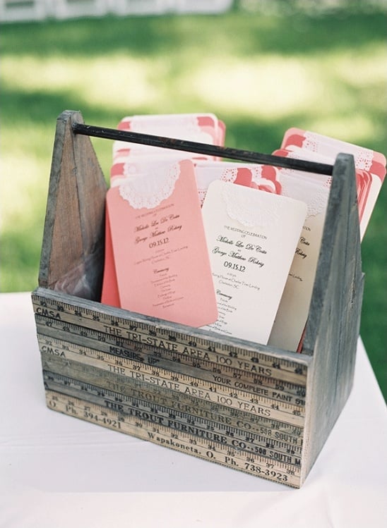 pink and white wedding programs