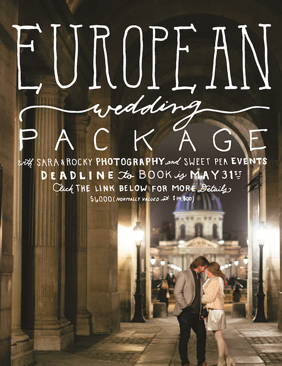 European wedding package offer with couple in France
