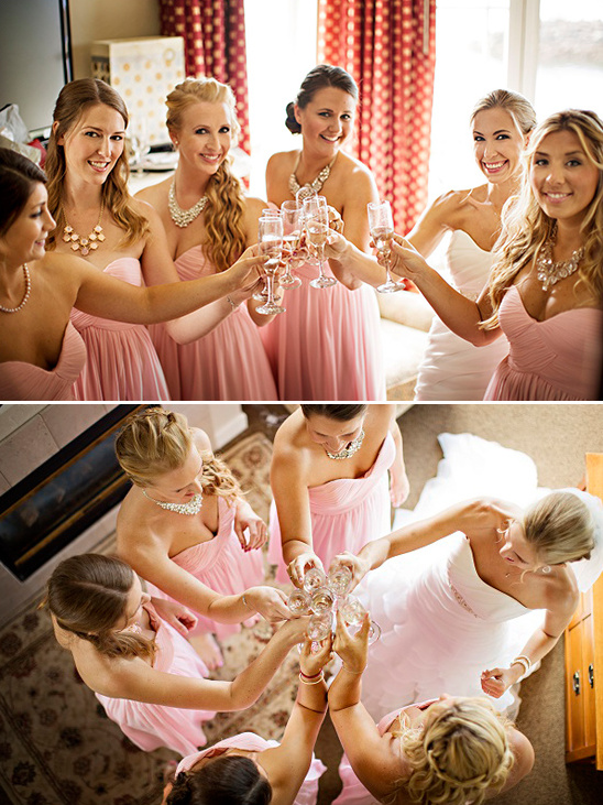 strapless pink bridesmaids dresses