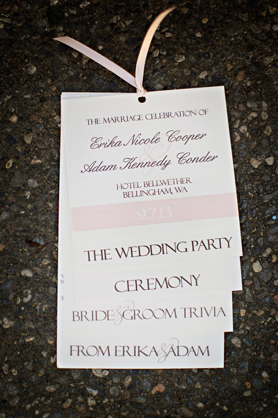 pink and white wedding program