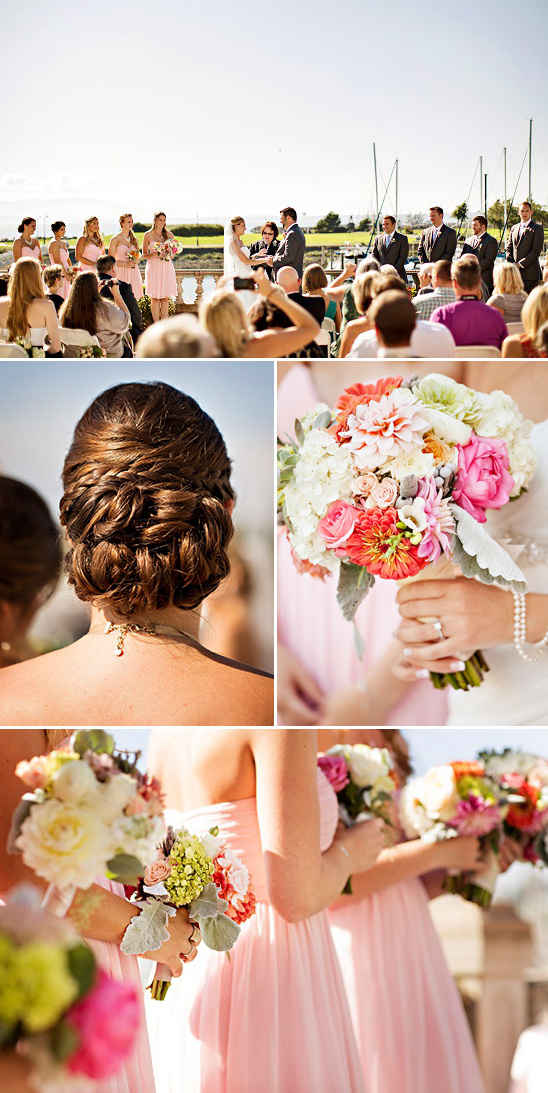 summer wedding updo and bouquets
