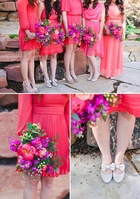 bright pink and purple bridesmaids