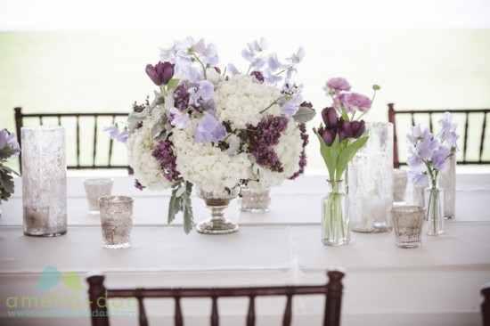 Purple and lavender floral centerpiece