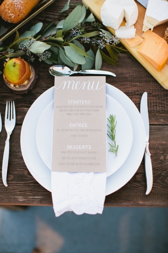 simple yet stylish wedding menu