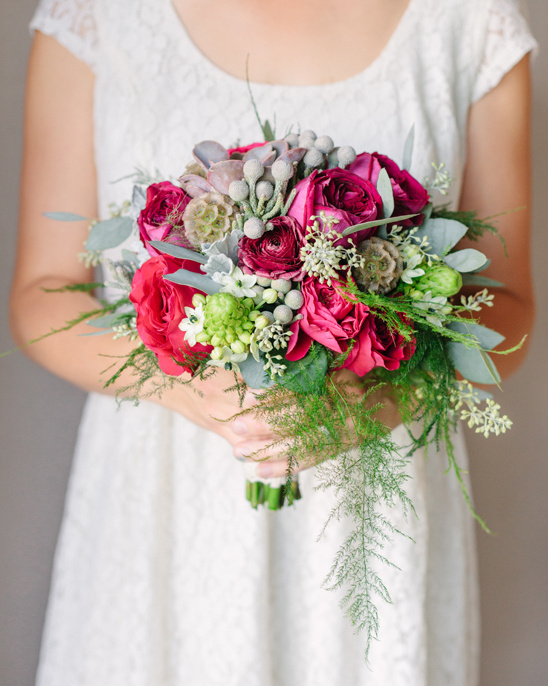 pink and green wedding bouquet