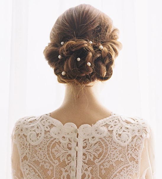romantic wedding hair style with pins