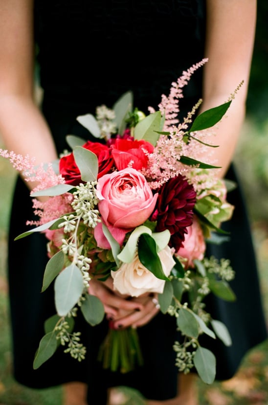 sweet pink and red bridesmaid bouquet