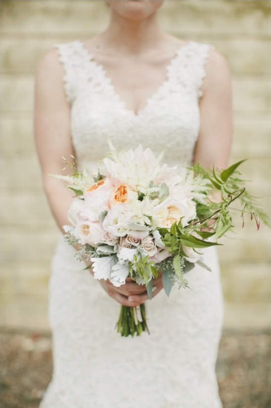 peach and white wedding bouquet