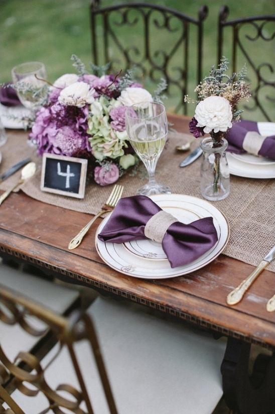 royal purple table setting