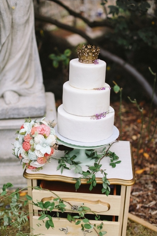crown topped wedding cake