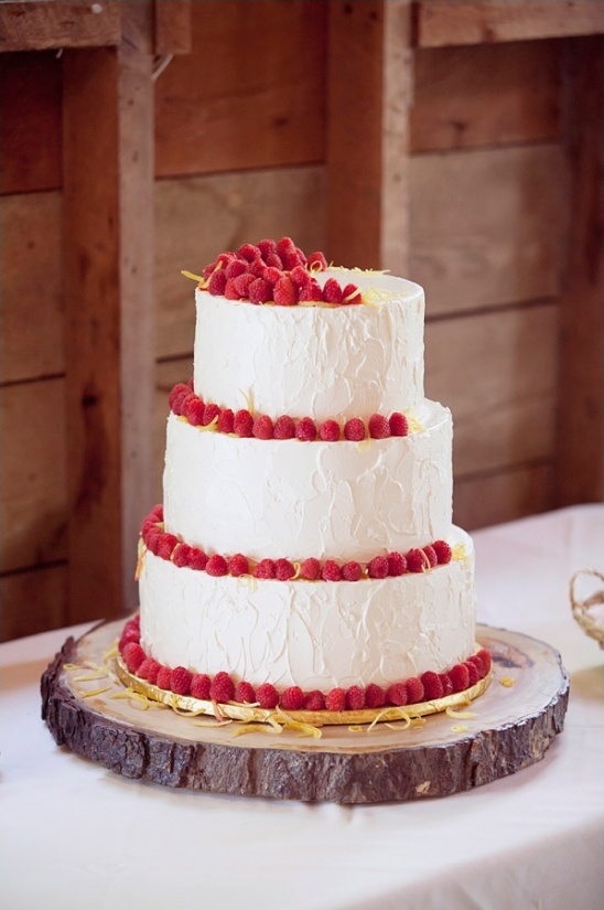 raspberry garnished wedding cake