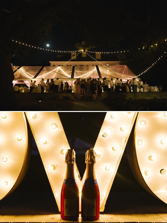 lit up tent reception