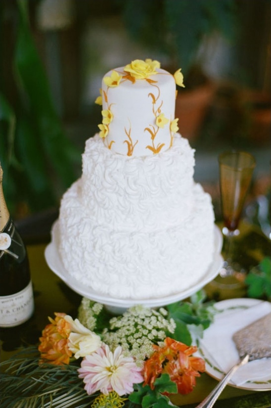 3 tiered textured white wedding cake