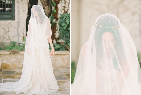 Elegant bride in flowing wedding veil