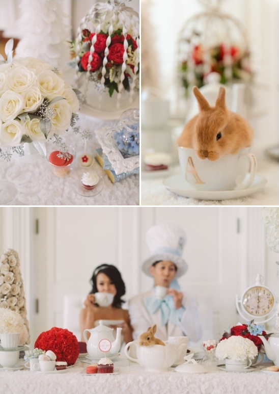 wintery wonderland tablescape and tea cup bunny