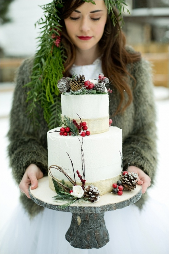 wintery wedding cake by Once Upon a Cake Co