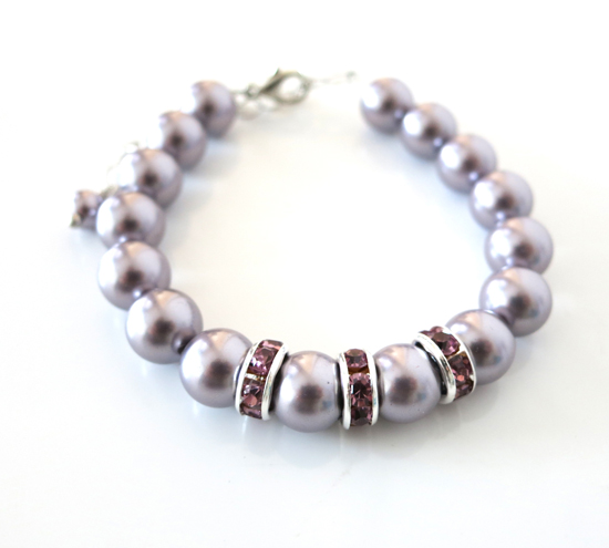 Elegant pearl bracelet with amethyst accents, jewelry