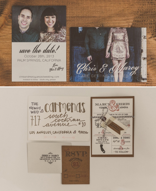 DIY save the dates and wedding invites