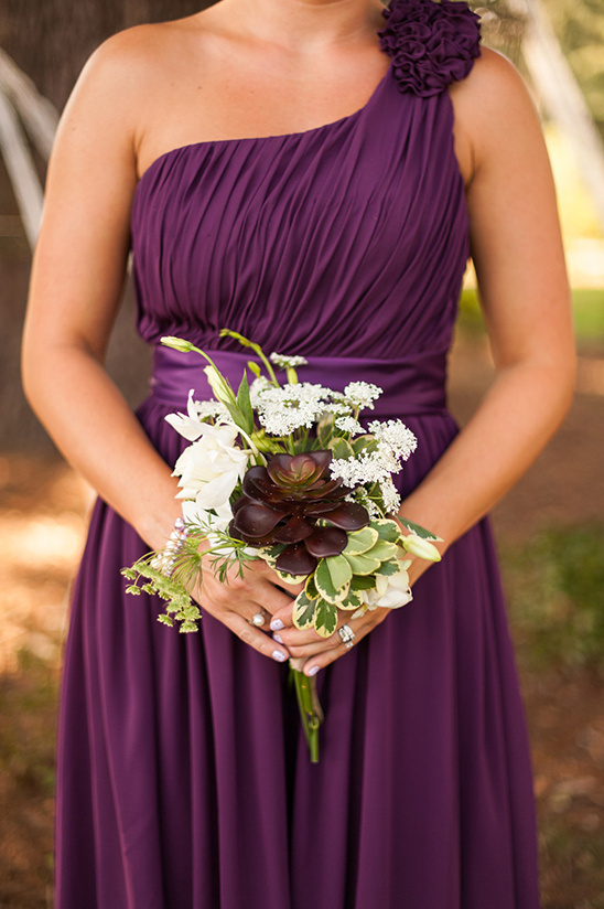 Grecian style dark purple bridesmaid dresses