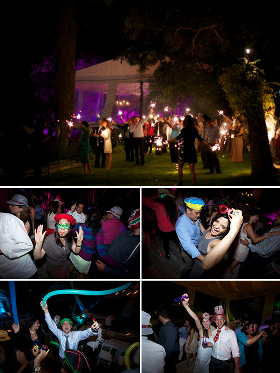 party lights and fun hats at the reception