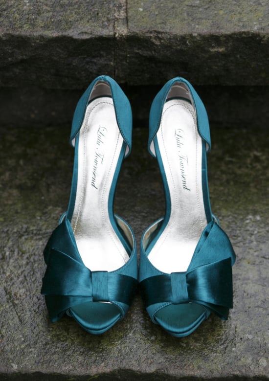 teal peep toe wedding shoes