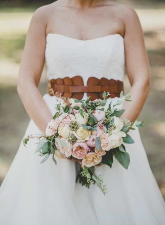 leather belt and bouquet