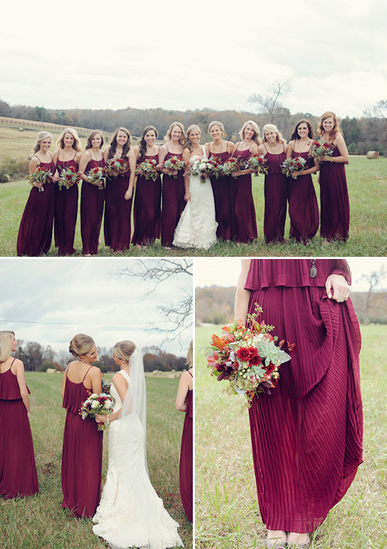 burgandy bridesmaids dresses
