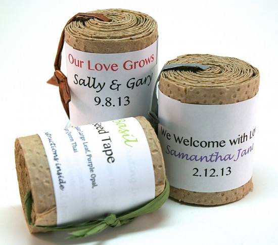 Personalized seed tape wedding favors