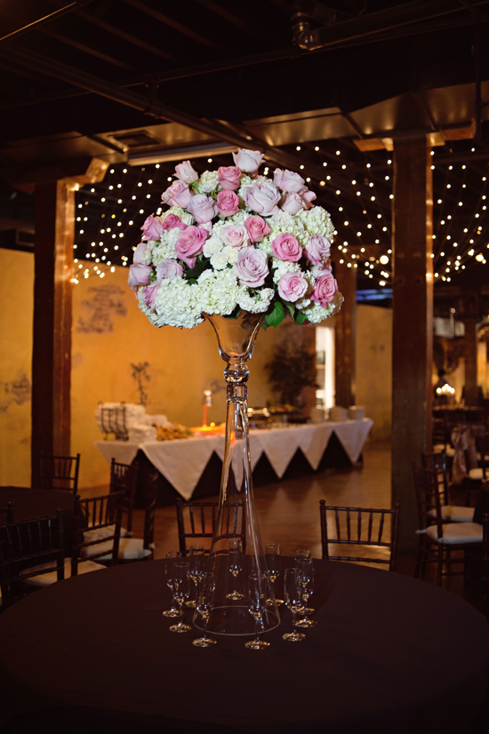 Elegant floral centerpiece roses hydrangeas wedding decor