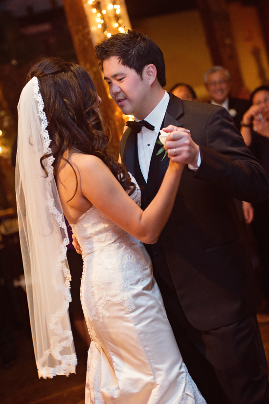 Bride and groom share their first dance at their wedding