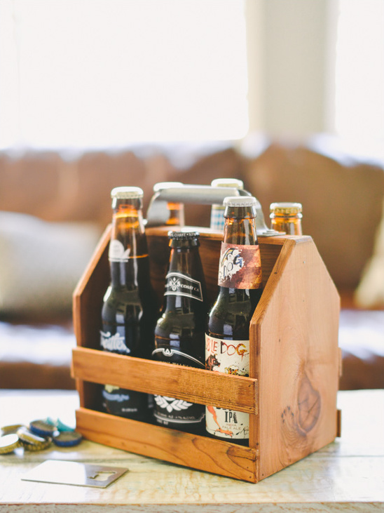 Wooden Six Pack Beer Holder from themanregistry.com