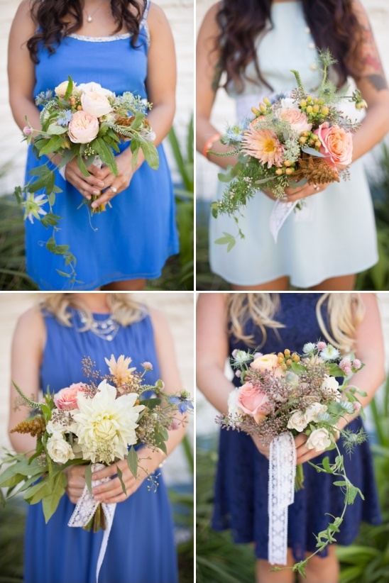 mix and match bridesmaids dresses and bouquets