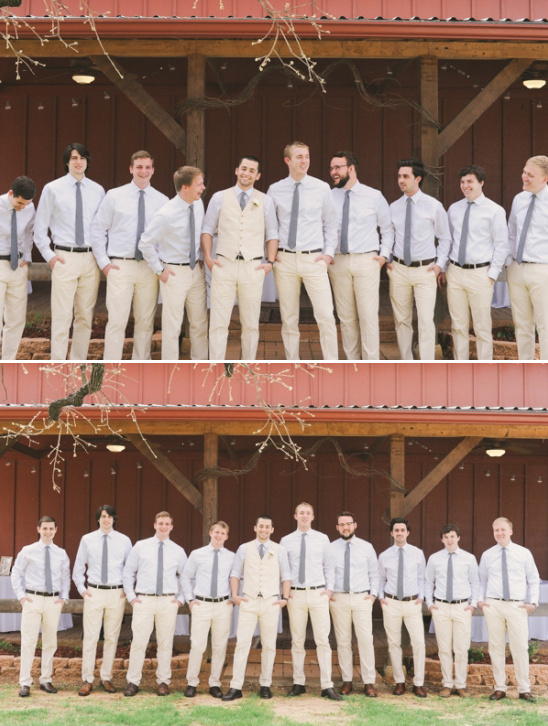 gray and cream relaxed groomsmen looks