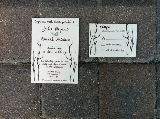 Mint Leaves and Branches Wedding Invitation
