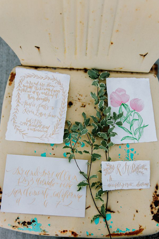 gold and white wedding stationery from mon voir