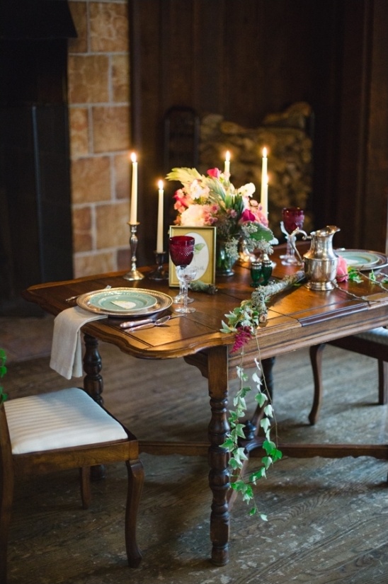 romantic reception dinner table decor