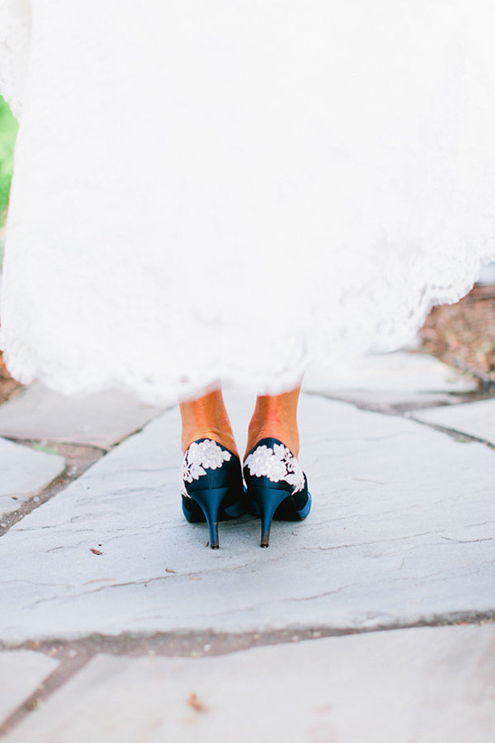 navy pumps with white lace