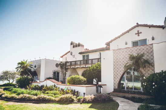 Beautiful Mediterranean villa with palm trees and garden