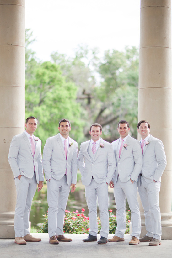 light grey and pink groomsmen looks