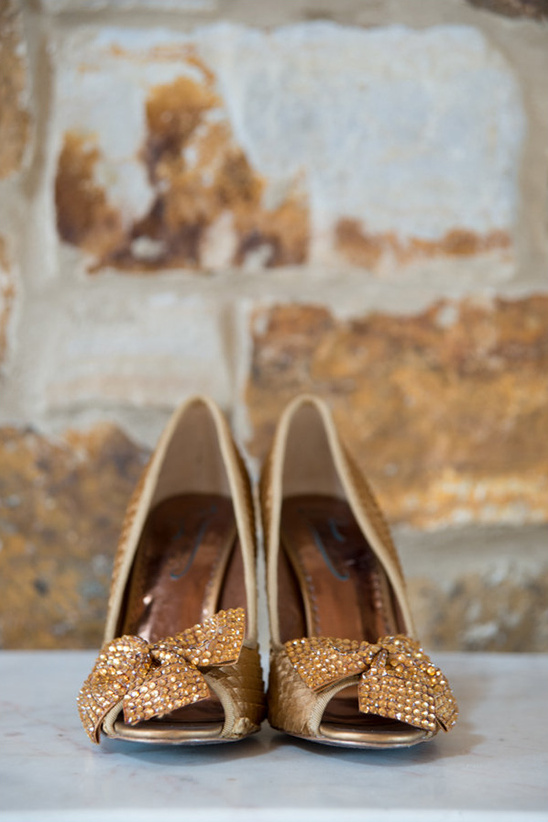 bronze bejeweled wedding shoes