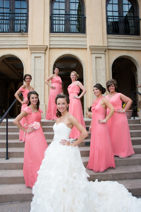 long pink bridesmaids dresses