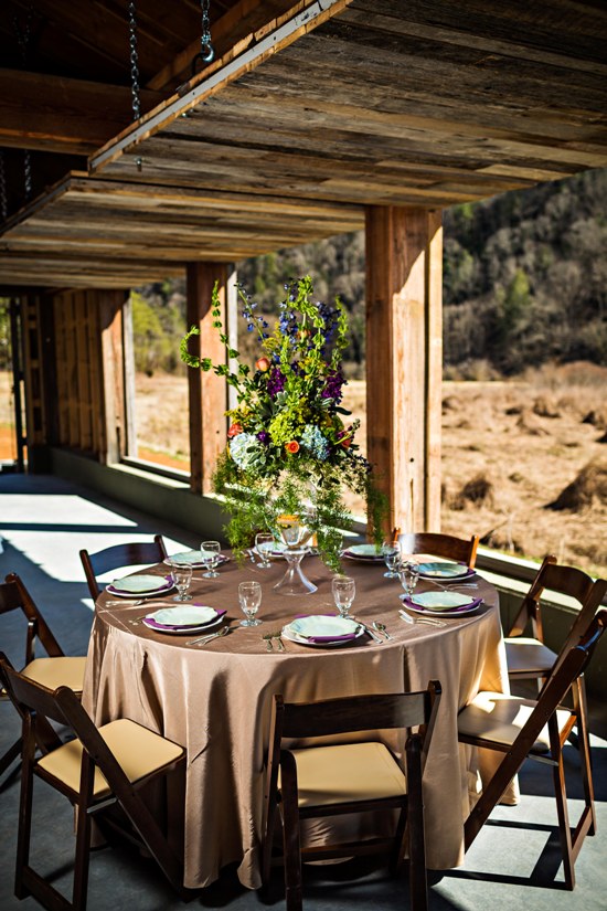 Elegant outdoor wedding reception table setup