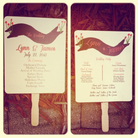 Wedding program fans Lynn and James July 22 2013