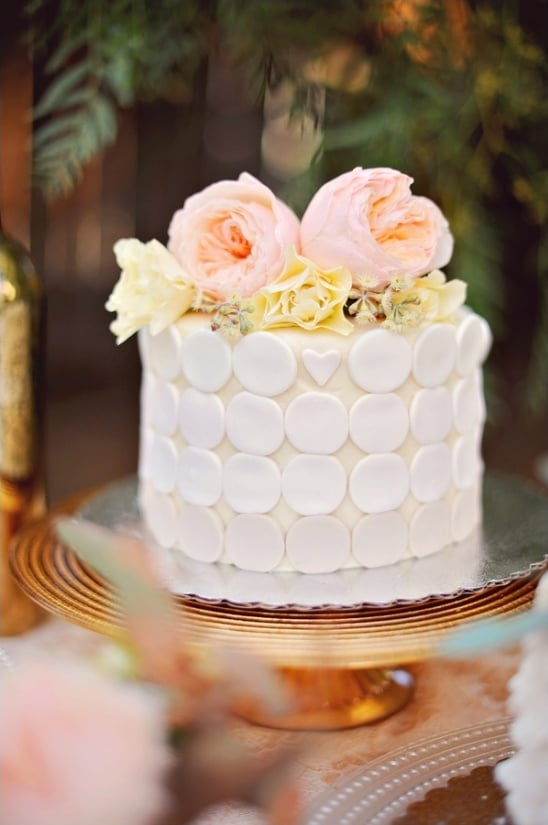 polka dot and heart wedding cake