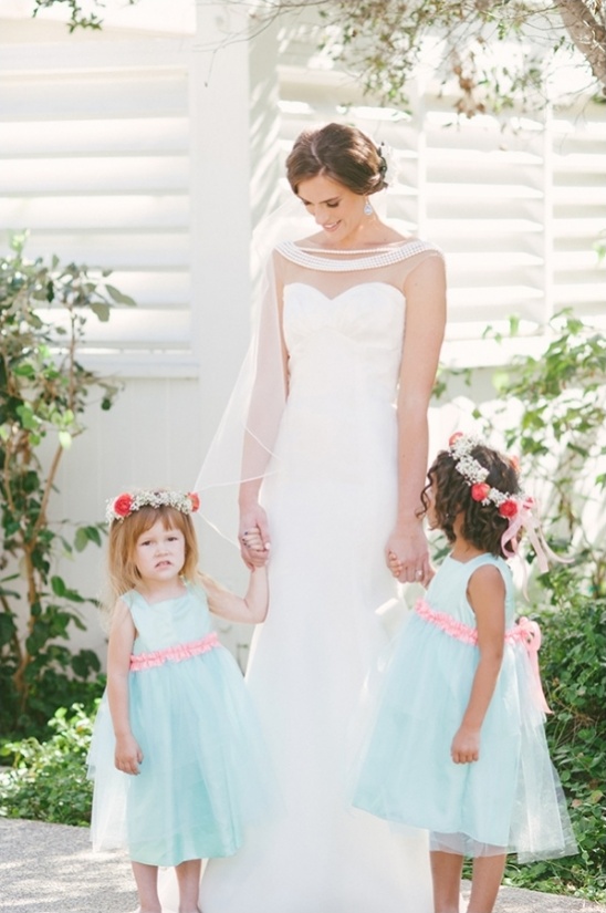 pink and mint flower girl dresses